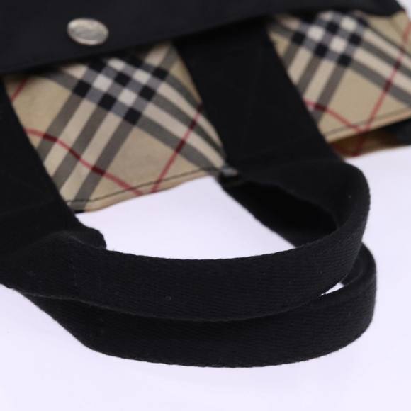 BURBERRY Nova Check Blue Label Hand Bag Nylon Beige Black Auth mr258 - Picture 7 of 16